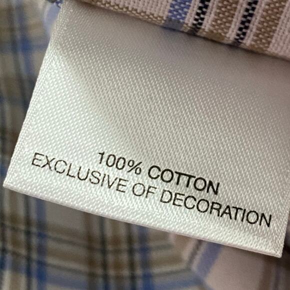 Daniel Cremieux Plaid Shirt Size 2XB Blue Beige White Button-Down Big & Tall - Picture 8 of 9